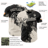 Custom Black-Cream Abstract Brush Stroke Authentic Baseball Jersey