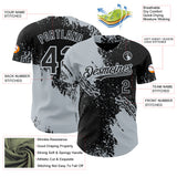 Custom Black-Silver Abstract Brush Stroke Authentic Baseball Jersey