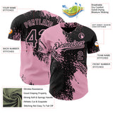 Custom Black-Light Pink Abstract Brush Stroke Authentic Baseball Jersey