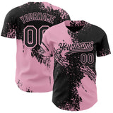 Custom Black-Light Pink Abstract Brush Stroke Authentic Baseball Jersey