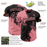 Custom Black-Medium Pink Abstract Brush Stroke Authentic Baseball Jersey