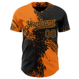 Custom Black-Bay Orange Abstract Brush Stroke Authentic Baseball Jersey