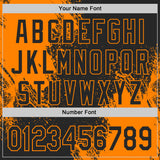 Custom Black-Bay Orange Abstract Brush Stroke Authentic Baseball Jersey