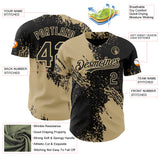 Custom Black-Vegas Gold Abstract Brush Stroke Authentic Baseball Jersey