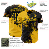 Custom Black-Yellow Abstract Brush Stroke Authentic Baseball Jersey