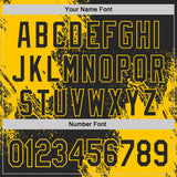 Custom Black-Yellow Abstract Brush Stroke Authentic Baseball Jersey