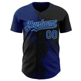 Custom Black US Navy Blue-Light Blue Abstract Brush Stroke Authentic Baseball Jersey