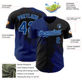 Custom Black US Navy Blue-Light Blue Abstract Brush Stroke Authentic Baseball Jersey