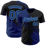 Custom Black US Navy Blue-Light Blue Abstract Brush Stroke Authentic Baseball Jersey