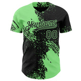 Custom Black-Pea Green Abstract Brush Stroke Authentic Baseball Jersey