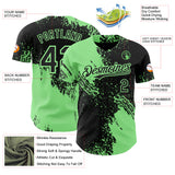 Custom Black-Pea Green Abstract Brush Stroke Authentic Baseball Jersey