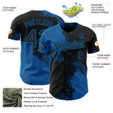 Custom Black-Blue Abstract Brush Stroke Authentic Baseball Jersey