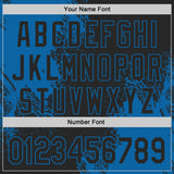 Custom Black-Blue Abstract Brush Stroke Authentic Baseball Jersey