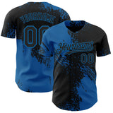 Custom Black-Blue Abstract Brush Stroke Authentic Baseball Jersey