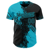 Custom Black-Lakes Blue Abstract Brush Stroke Authentic Baseball Jersey