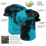 Custom Black-Lakes Blue Abstract Brush Stroke Authentic Baseball Jersey