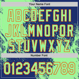 Custom Royal Pea Green-Orange Abstract Brush Stroke Authentic Baseball Jersey