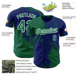 Custom Royal Kelly Green-Cream Abstract Brush Stroke Authentic Baseball Jersey