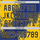 Custom Royal-Yellow Abstract Brush Stroke Authentic Baseball Jersey