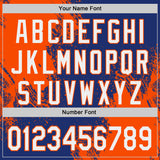 Custom Royal White-Orange Abstract Brush Stroke Authentic Baseball Jersey