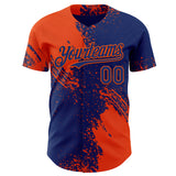 Custom Royal-Orange Abstract Brush Stroke Authentic Baseball Jersey