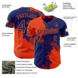 Custom Royal-Orange Abstract Brush Stroke Authentic Baseball Jersey
