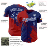 Custom Royal Red-White Abstract Brush Stroke Authentic Baseball Jersey