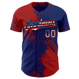 Custom Royal USA Flag Red-Black Abstract Brush Stroke Authentic Baseball Jersey