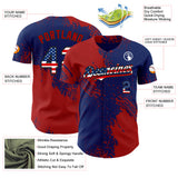 Custom Royal USA Flag Red-Black Abstract Brush Stroke Authentic Baseball Jersey