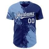 Custom Royal White-Light Blue Abstract Brush Stroke Authentic Baseball Jersey