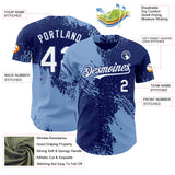 Custom Royal White-Light Blue Abstract Brush Stroke Authentic Baseball Jersey