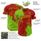Custom Red-Neon Green Abstract Brush Stroke Authentic Baseball Jersey
