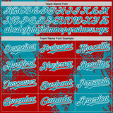 Custom Red Teal-White Abstract Brush Stroke Authentic Baseball Jersey
