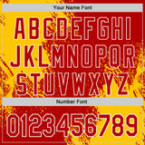 Custom Red Yellow-White Abstract Brush Stroke Authentic Baseball Jersey