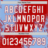 Custom Red White-Light Blue Abstract Brush Stroke Authentic Baseball Jersey