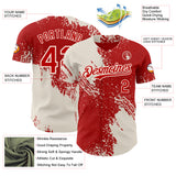 Custom Red-Cream Abstract Brush Stroke Authentic Baseball Jersey