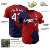 Custom Red White-Navy Abstract Brush Stroke Authentic Baseball Jersey