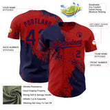 Custom Red-Navy Abstract Brush Stroke Authentic Baseball Jersey