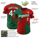 Custom Red White-Kelly Green Abstract Brush Stroke Authentic Baseball Jersey