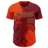 Custom Crimson Orange-Old Gold Abstract Brush Stroke Authentic Baseball Jersey