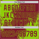 Custom Crimson-Neon Green Abstract Brush Stroke Authentic Baseball Jersey