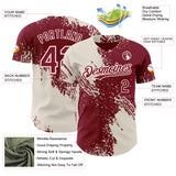 Custom Crimson-Cream Abstract Brush Stroke Authentic Baseball Jersey