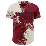 Custom Crimson Cream-Black Abstract Brush Stroke Authentic Baseball Jersey