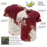Custom Crimson Cream-Black Abstract Brush Stroke Authentic Baseball Jersey