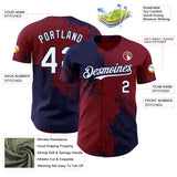 Custom Crimson White-Navy Abstract Brush Stroke Authentic Baseball Jersey