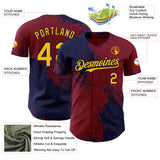 Custom Crimson Gold-Navy Abstract Brush Stroke Authentic Baseball Jersey