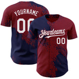 Custom Crimson White-Navy Abstract Brush Stroke Authentic Baseball Jersey