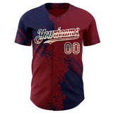 Custom Crimson Vintage USA Flag Navy-Cream Abstract Brush Stroke Authentic Baseball Jersey
