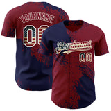 Custom Crimson Vintage USA Flag Navy-Cream Abstract Brush Stroke Authentic Baseball Jersey