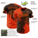 Custom Brown-Orange Abstract Brush Stroke Authentic Baseball Jersey